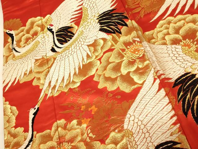 平和屋本店●西陣　色打掛　和装　婚礼　結婚式　花嫁　神社挙式　唐織　大牡丹幸鶴　純本金箔　金糸　逸品　AABJ2848fw