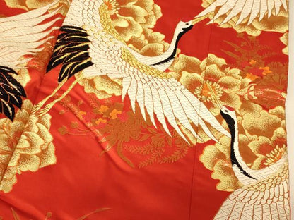 平和屋本店●西陣　色打掛　和装　婚礼　結婚式　花嫁　神社挙式　唐織　大牡丹幸鶴　純本金箔　金糸　逸品　AABJ2848fw