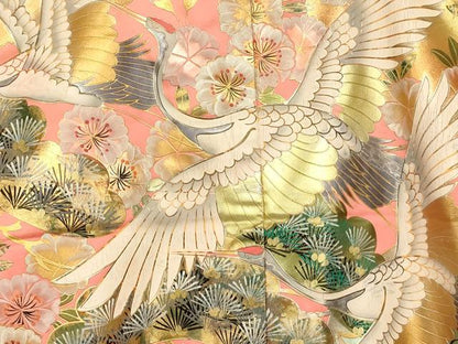 平和屋本店●色打掛　和装　婚礼　結婚式　花嫁　神社挙式　手描き　飛鶴松梅文　暈し染め　金銀彩　逸品　AABJ2849fw