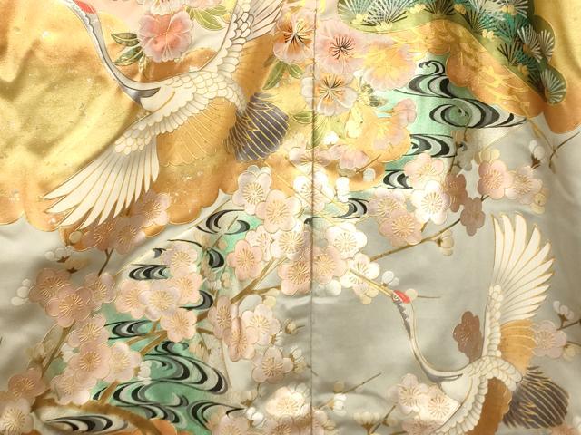 平和屋本店●色打掛　和装　婚礼　結婚式　花嫁　神社挙式　手描き　飛鶴松梅文　暈し染め　金銀彩　逸品　AABJ2849fw