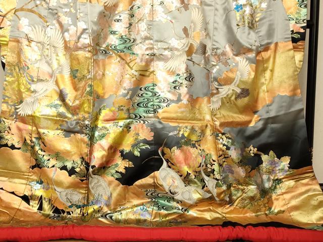 平和屋本店●色打掛　和装　婚礼　結婚式　花嫁　神社挙式　手描き　飛鶴松梅文　暈し染め　金銀彩　逸品　AABJ2849fw