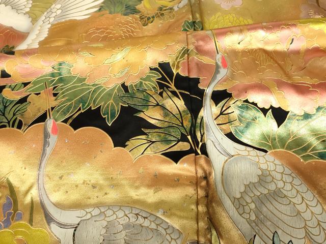 平和屋本店●色打掛　和装　婚礼　結婚式　花嫁　神社挙式　手描き　飛鶴松梅文　暈し染め　金銀彩　逸品　AABJ2849fw