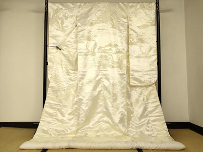 平和屋本店●白打掛　白無垢　和装　婚礼　結婚式　花嫁　神社挙式　唐織　飛鶴松竹梅文　逸品　AABJ2851fw