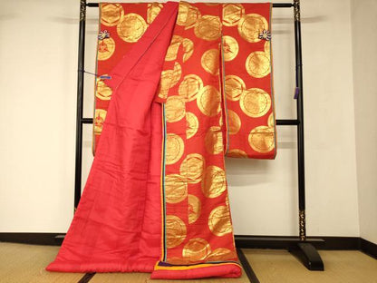 平和屋本店●色打掛　和装　婚礼　結婚式　花嫁　神社挙式　花丸文　金糸　十二単風　逸品　AABJ2853fw