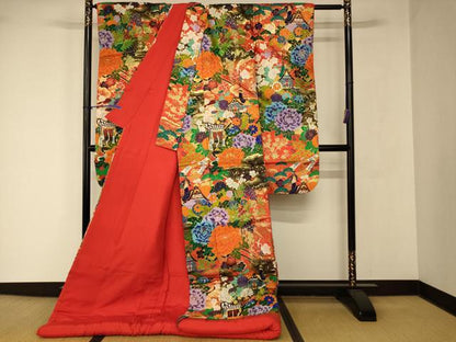 平和屋本店●色打掛　和装　婚礼　結婚式　花嫁　神社挙式　手織唐錦　御所車松竹梅文　金銀糸　逸品　AABJ2854fw