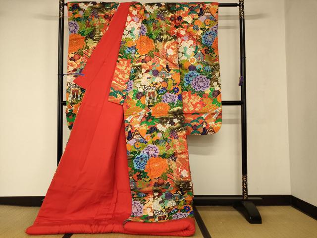 平和屋本店●色打掛　和装　婚礼　結婚式　花嫁　神社挙式　手織唐錦　御所車松竹梅文　金銀糸　逸品　AABJ2854fw
