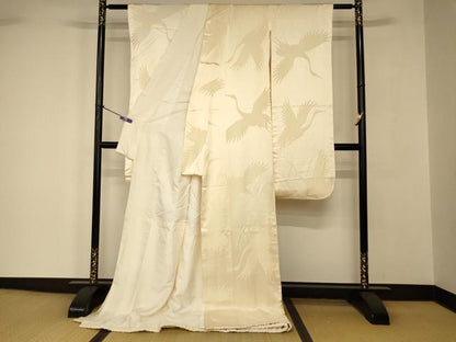 平和屋本店●掛下・袋帯セット 打掛 和装 婚礼 花嫁 結婚式 神社挙式 飛鶴地紋 逸品 AABJ2856fw
