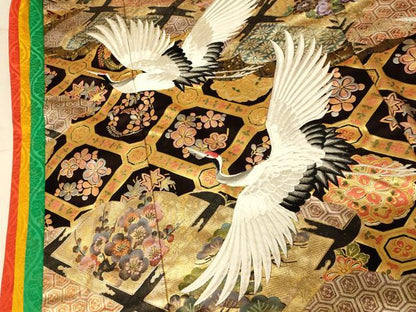 平和屋本店●色打掛　和装　婚礼　結婚式　花嫁　神社挙式　手描き　刺繍　飛鶴天井梅松文　金彩　銀糸　逸品　AABJ2858fw
