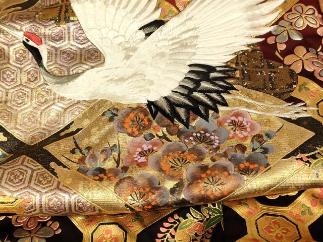 平和屋本店●色打掛　和装　婚礼　結婚式　花嫁　神社挙式　手描き　刺繍　飛鶴天井梅松文　金彩　銀糸　逸品　AABJ2858fw