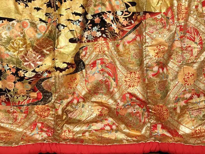 平和屋本店●色打掛　和装　婚礼　結婚式　花嫁　神社挙式　花鳥天井扇子文　暈し染め　金銀彩　逸品　AABJ2859fw