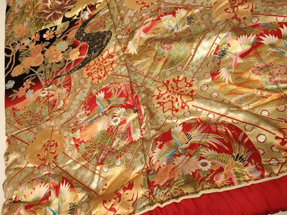 平和屋本店●色打掛　和装　婚礼　結婚式　花嫁　神社挙式　花鳥天井扇子文　暈し染め　金銀彩　逸品　AABJ2859fw