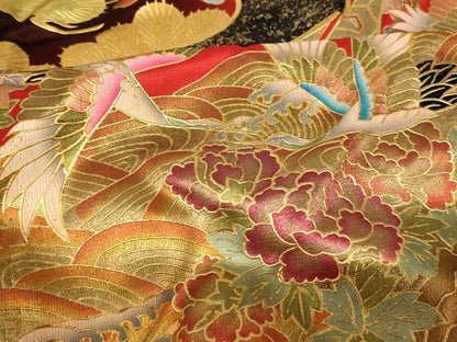 平和屋本店●色打掛　和装　婚礼　結婚式　花嫁　神社挙式　花鳥天井扇子文　暈し染め　金銀彩　逸品　AABJ2859fw