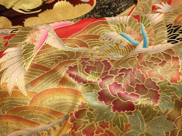 平和屋本店●色打掛　和装　婚礼　結婚式　花嫁　神社挙式　花鳥天井扇子文　暈し染め　金銀彩　逸品　AABJ2859fw
