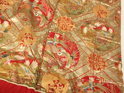 平和屋本店●色打掛　和装　婚礼　結婚式　花嫁　神社挙式　花鳥天井扇子文　暈し染め　金銀彩　逸品　AABJ2859fw