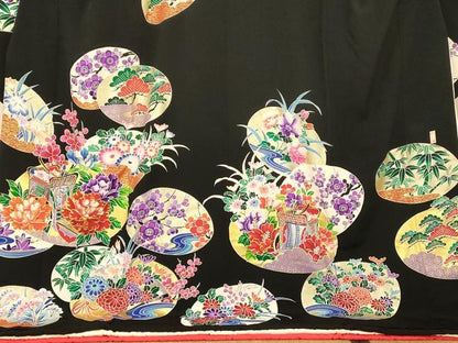 平和屋本店●お引きずり・お引き摺り・引き振袖 和装 結婚式 舞妓 芸妓 芸者 衣装 作家物 駒刺繍 御所車松竹梅文 金銀彩 逸品 AABJ2861fw