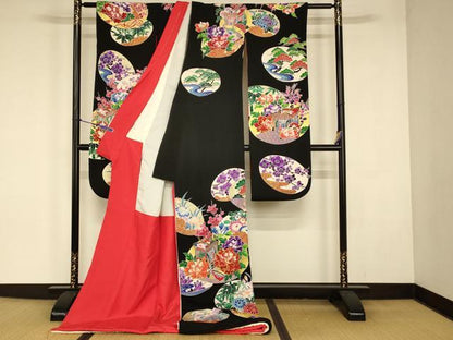 平和屋本店●お引きずり・お引き摺り・引き振袖 和装 結婚式 舞妓 芸妓 芸者 衣装 作家物 駒刺繍 御所車松竹梅文 金銀彩 逸品 AABJ2861fw
