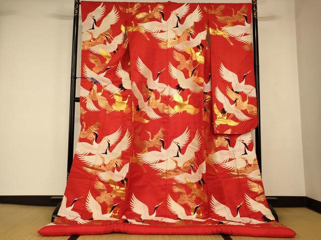 平和屋本店●色打掛　和装　婚礼　結婚式　花嫁　神社挙式　作家物　唐織　飛鶴文　金糸　逸品　AABJ2867fw