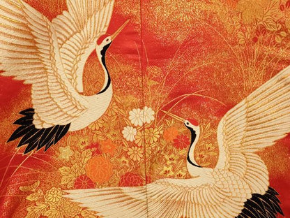 平和屋本店●色打掛　和装　婚礼　結婚式　花嫁　神社挙式　唐織　飛鶴草花文　金糸　逸品　AABJ2869fw