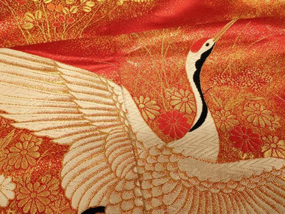 平和屋本店●色打掛　和装　婚礼　結婚式　花嫁　神社挙式　唐織　飛鶴草花文　金糸　逸品　AABJ2869fw