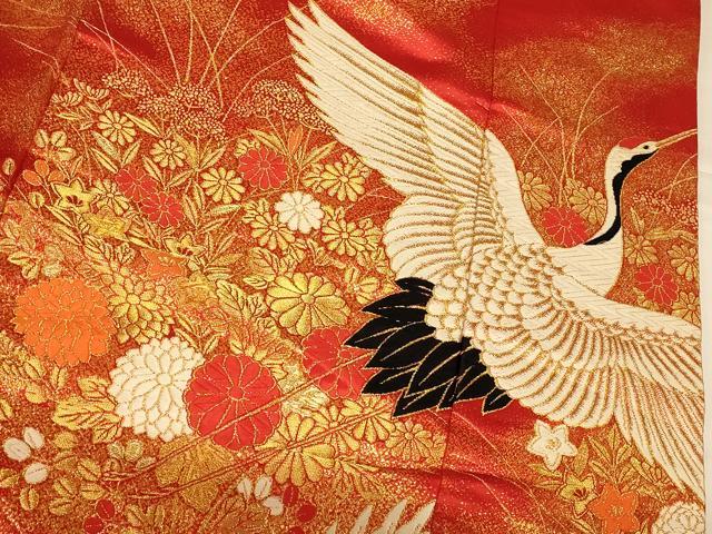 平和屋本店●色打掛　和装　婚礼　結婚式　花嫁　神社挙式　唐織　飛鶴草花文　金糸　逸品　AABJ2869fw