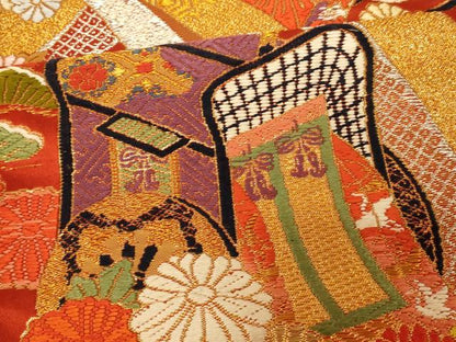 平和屋本店●色打掛　和装　婚礼　結婚式　花嫁　神社挙式　唐織　御所車草花束ね熨斗文　金銀糸　逸品　AABJ2870fw