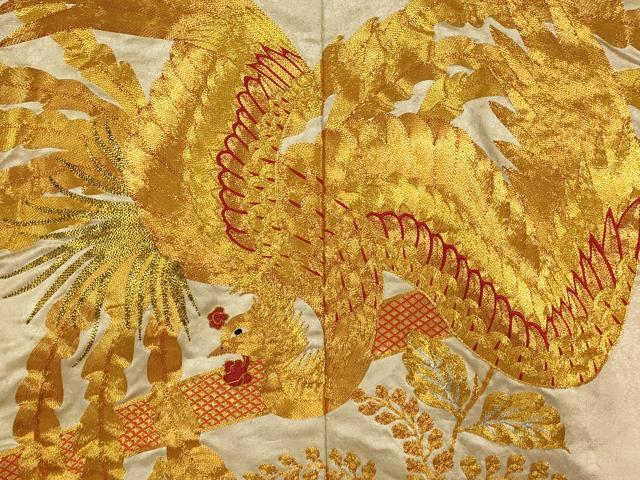平和屋本店●中国三大刺繍　相良刺繍　駒刺繍　色打掛　和装　婚礼　結婚式　花嫁　神社挙式　鳳凰草花文　金銀糸　逸品　AABJ2872fw