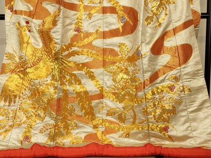 平和屋本店●中国三大刺繍　相良刺繍　駒刺繍　色打掛　和装　婚礼　結婚式　花嫁　神社挙式　鳳凰草花文　金銀糸　逸品　AABJ2872fw