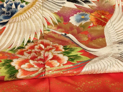 平和屋本店●色打掛　和装　婚礼　結婚式　花嫁　神社挙式　駒刺繍　飛鶴草花流水文　金銀糸　逸品　AABJ2873fw
