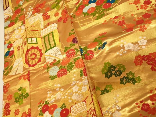 平和屋本店●色打掛　和装　婚礼　結婚式　花嫁　神社挙式　唐織　御所車草花文　金銀糸　逸品　AABJ2876fw