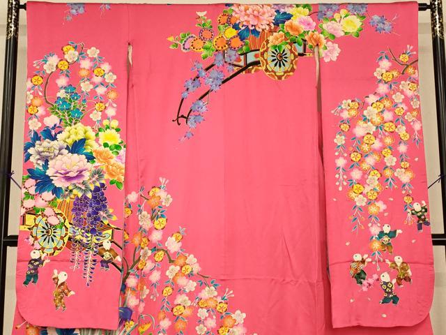 平和屋本店●本手描友禅作家 秋山章 お引きずり・お引き摺り・引き振袖 和装 結婚式 舞妓 芸妓 芸者 衣装 童子花車文 金彩 逸品 AABJ2878fw