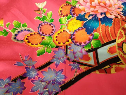 平和屋本店●本手描友禅作家 秋山章 お引きずり・お引き摺り・引き振袖 和装 結婚式 舞妓 芸妓 芸者 衣装 童子花車文 金彩 逸品 AABJ2878fw