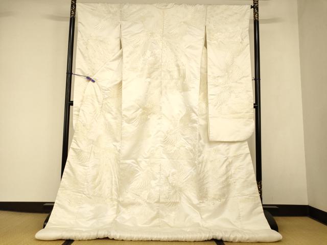 平和屋本店●白打掛　白無垢　和装　婚礼　結婚式　花嫁　神社挙式　刺繍　鶴孔雀文　逸品　AABJ2881fw