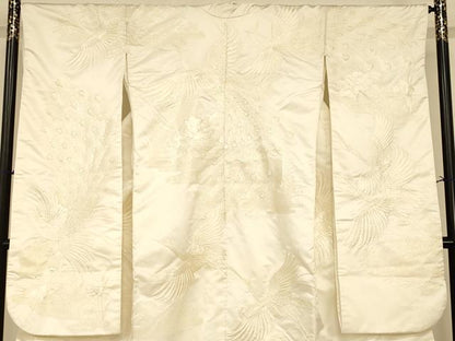 平和屋本店●白打掛　白無垢　和装　婚礼　結婚式　花嫁　神社挙式　刺繍　鶴孔雀文　逸品　AABJ2881fw