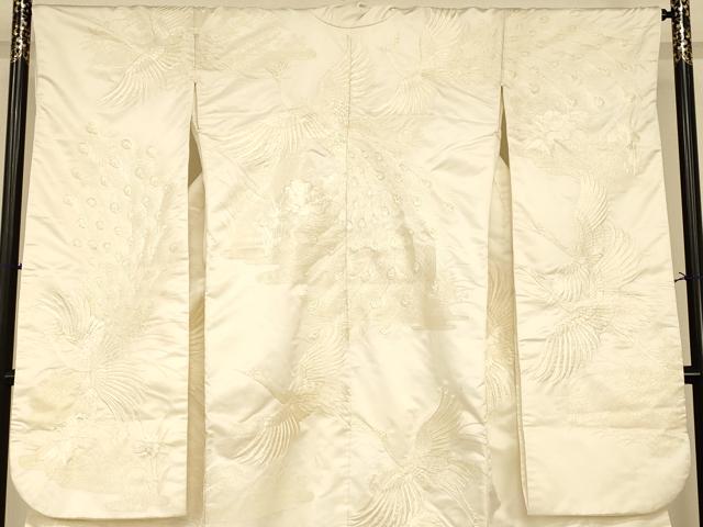 平和屋本店●白打掛　白無垢　和装　婚礼　結婚式　花嫁　神社挙式　刺繍　鶴孔雀文　逸品　AABJ2881fw