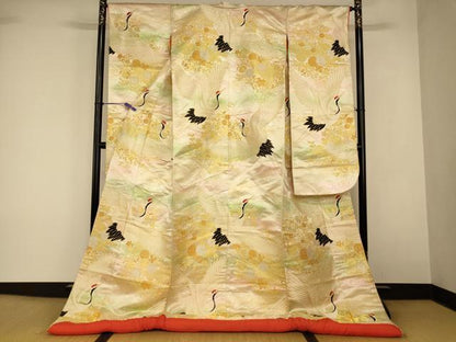 平和屋本店●色打掛　和装　婚礼　結婚式　花嫁　神社挙式　唐織　飛鶴草花文　金銀糸　逸品　AABJ2882fw