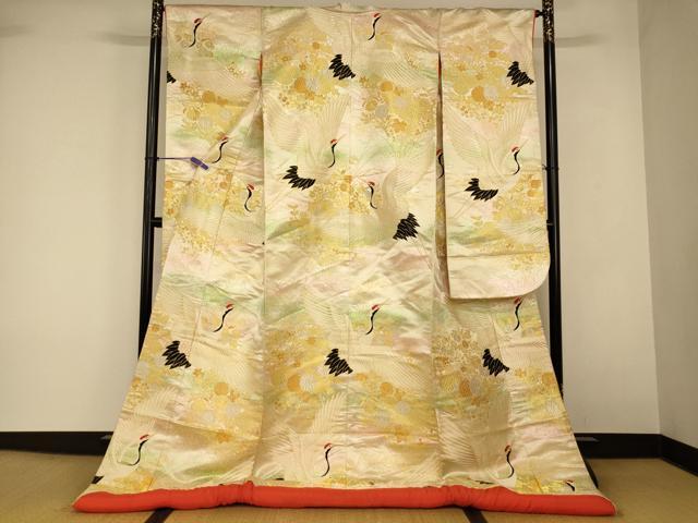 平和屋本店●色打掛　和装　婚礼　結婚式　花嫁　神社挙式　唐織　飛鶴草花文　金銀糸　逸品　AABJ2882fw