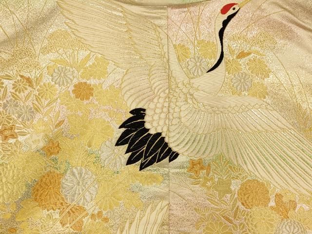 平和屋本店●色打掛　和装　婚礼　結婚式　花嫁　神社挙式　唐織　飛鶴草花文　金銀糸　逸品　AABJ2882fw