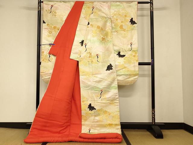 平和屋本店●色打掛　和装　婚礼　結婚式　花嫁　神社挙式　唐織　飛鶴草花文　金銀糸　逸品　AABJ2882fw