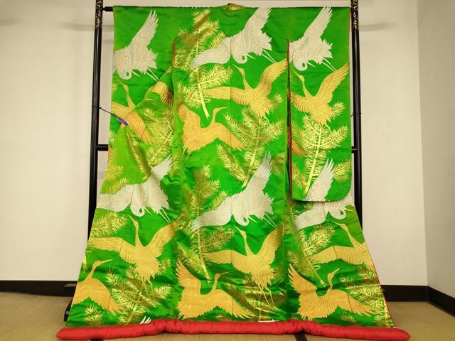 平和屋本店●色打掛　和装　婚礼　結婚式　花嫁　神社挙式　唐織　飛鶴松文　金銀糸　逸品　AABJ2883fw