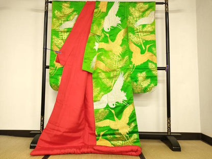 平和屋本店●色打掛　和装　婚礼　結婚式　花嫁　神社挙式　唐織　飛鶴松文　金銀糸　逸品　AABJ2883fw