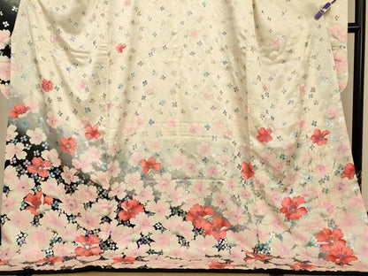 平和屋本店●お引きずり・お引き摺り・引き振袖 和装 結婚式 舞妓 芸妓 芸者 衣装 舞花霞文 暈し染め 銀彩 ラインストーン 逸品 AABJ2884fw