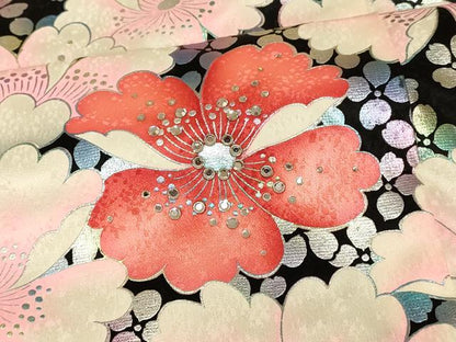平和屋本店●お引きずり・お引き摺り・引き振袖 和装 結婚式 舞妓 芸妓 芸者 衣装 舞花霞文 暈し染め 銀彩 ラインストーン 逸品 AABJ2884fw