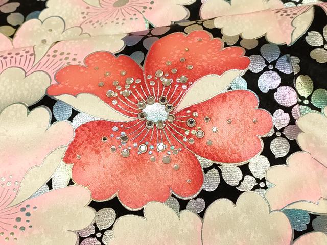 平和屋本店●お引きずり・お引き摺り・引き振袖 和装 結婚式 舞妓 芸妓 芸者 衣装 舞花霞文 暈し染め 銀彩 ラインストーン 逸品 AABJ2884fw