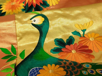 平和屋本店●色打掛　和装　婚礼　結婚式　花嫁　神社挙式　総刺繍　孔雀花車文　暈し染め　金糸　逸品　AABJ2885fw