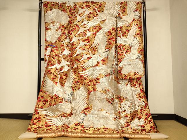 平和屋本店●色打掛　和装　婚礼　結婚式　花嫁　神社挙式　総刺繍　飛鶴松梅文　銀糸　逸品　AABJ2886fw