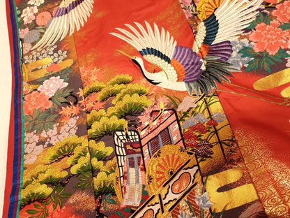 平和屋本店●色打掛　和装　婚礼　結婚式　花嫁　神社挙式　唐織　飛鶴御所車草花文　金糸　逸品　AABJ2887fw