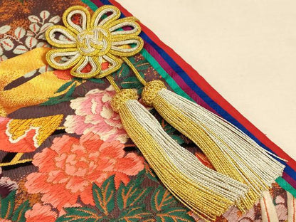 平和屋本店●色打掛　和装　婚礼　結婚式　花嫁　神社挙式　唐織　飛鶴御所車草花文　金糸　逸品　AABJ2887fw