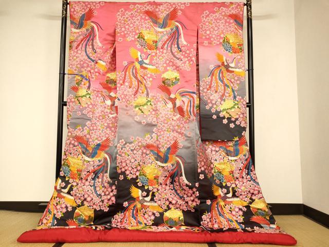 平和屋本店●色打掛　和装　婚礼　結婚式　花嫁　神社挙式　唐織　鳳凰舞桜文　暈し染め　金糸　逸品　AABJ2889fw
