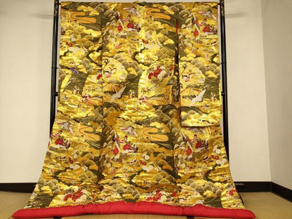 平和屋本店●色打掛　和装　婚礼　結婚式　花嫁　神社挙式　唐織　飛鶴宝尽くし扇子文　金糸　逸品　AABJ2890fw