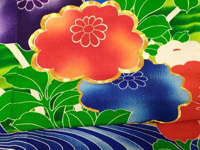 平和屋本店●お引きずり・お引き摺り・引き振袖　和装　結婚式　舞妓　芸妓　芸者　衣装　駒刺繍　草花重ね山流水文　逸品　AABJ2892fw